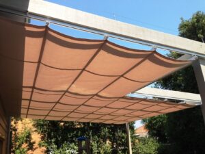 Pleated Patio Awning on Tracks