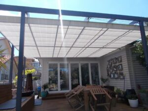 Pleated Patio Awning on Tracks